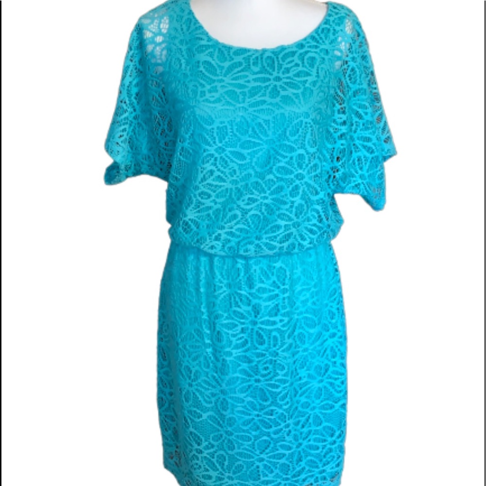 London times teal flowered print dress